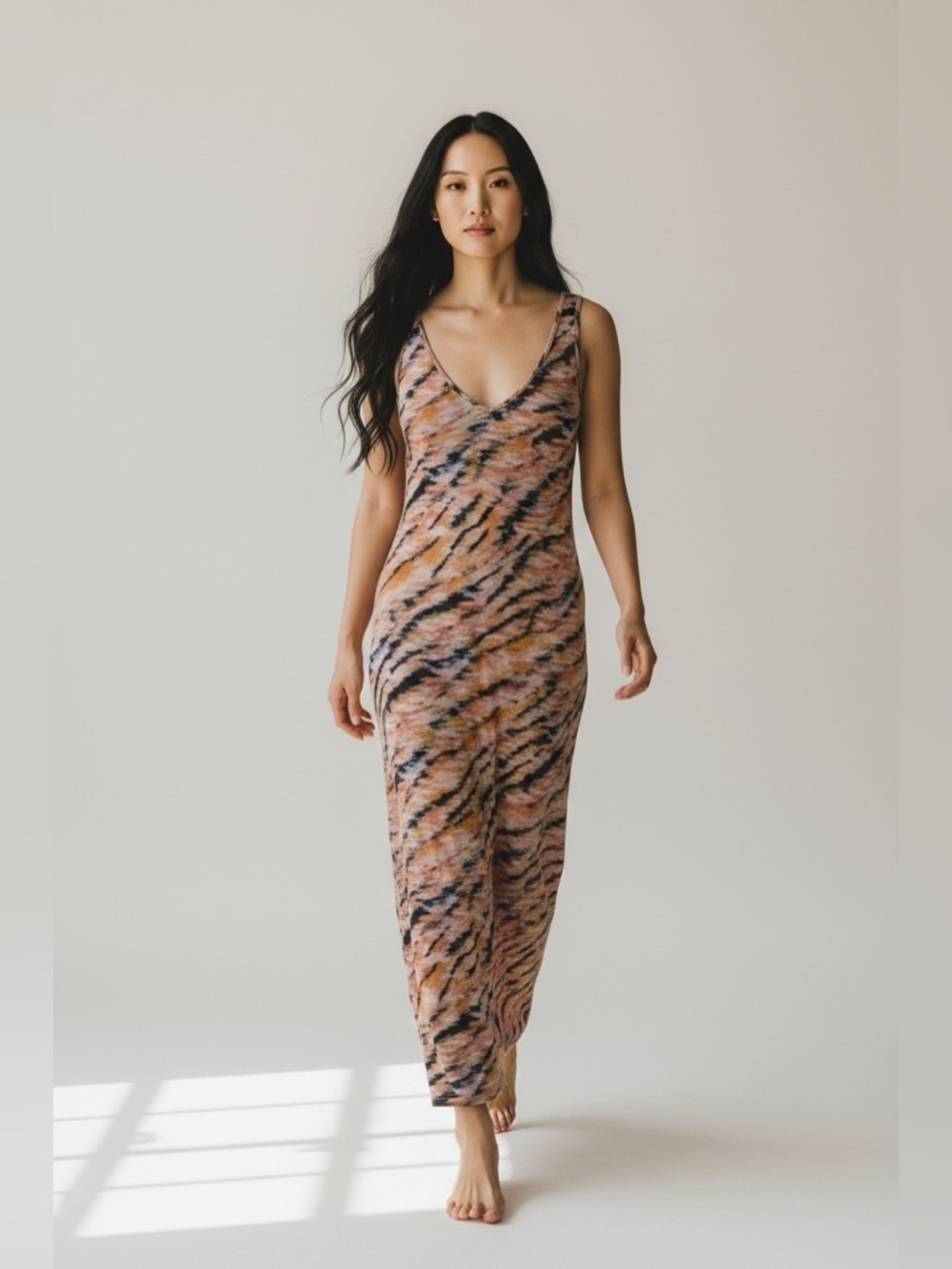 ALA VON AUSPERG Sleeveless Animal Print Stretchy Knit Maxi Dress Size Small